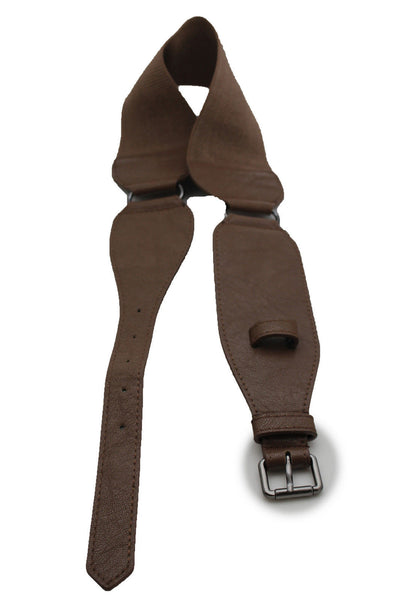 Brown / Black Elastic Stretch Back Band Hip High Waist Belt Metal Buckle New Women Fashion Accessories Size S M - alwaystyle4you - 8