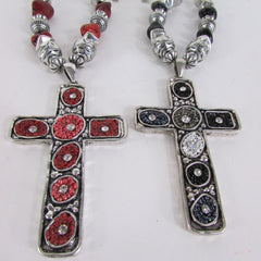 Big Large Black / Red Cross Necklace + Earrings Set New Women Fashion Frida Style - alwaystyle4you - 4