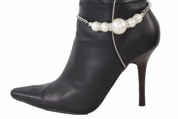 Silver Metal Chain Anklet Shoe Pearl Balls Charm Unique Boot Bracelet New Women Fashion Accessories