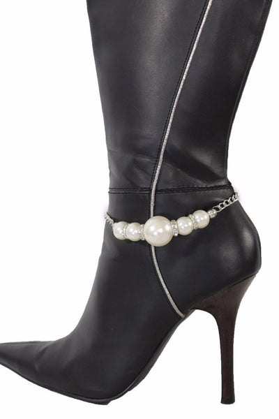 Silver Metal Chain Anklet Shoe Pearl Balls Charm Unique Boot Bracelet New Women Fashion Accessories