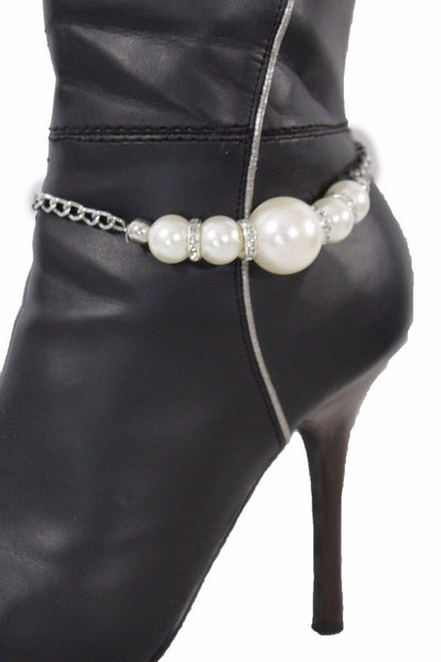 Silver Metal Chain Anklet Shoe Pearl Balls Charm Unique Boot Bracelet New Women Fashion Accessories