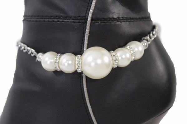 Silver Metal Chain Anklet Shoe Pearl Balls Charm Unique Boot Bracelet New Women Fashion Accessories