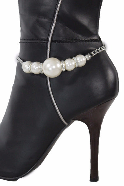 Silver Metal Chain Anklet Shoe Pearl Balls Charm Unique Boot Bracelet New Women Fashion Accessories