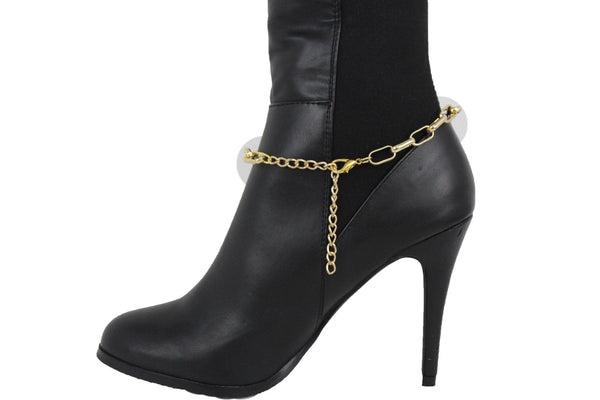 Brand New Women Silver Metal Chain Western Boot Bracelet Anklet Shoe Turquoise Blue Color Ethnic Charm