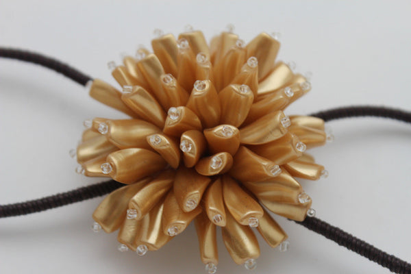 Charm & Black / Cream White / Cream Gold / Cream Pink Elastic Cuff Bracelet Band Big Cream Flower New Women Fashion Jewelry Accessories - alwaystyle4you - 21