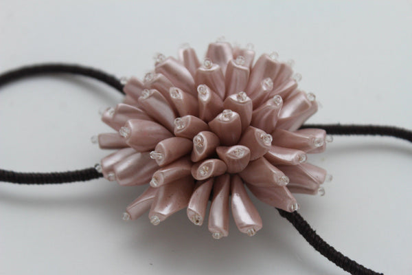 Charm & Black / Cream White / Cream Gold / Cream Pink Elastic Cuff Bracelet Band Big Cream Flower New Women Fashion Jewelry Accessories - alwaystyle4you - 30