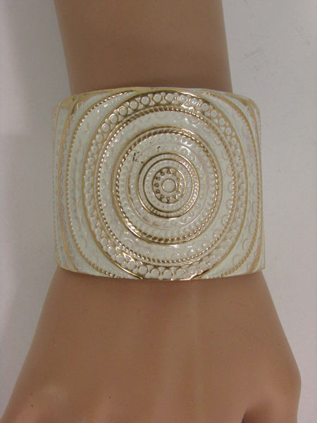 Gold With Pink / Black / Metal 2" Wide Cuff Bracelet Hand Trendy Fashion New Women Jewelry Accessories - alwaystyle4you - 13