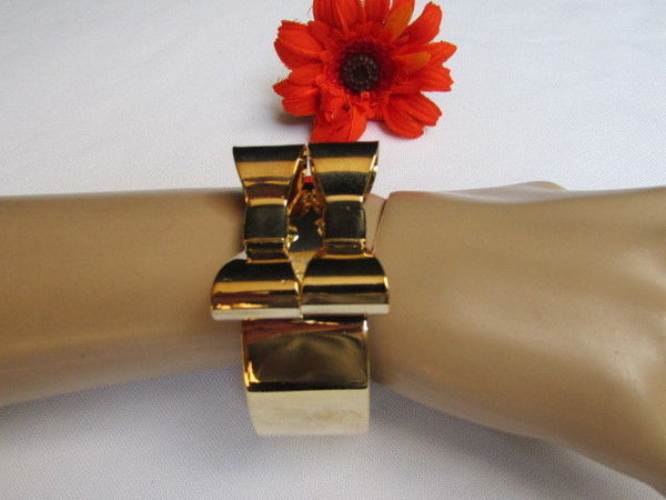 Gold Metal Bracelet Cuff Two Double Bows New Women Fashion Jewelry Accessories - alwaystyle4you - 8