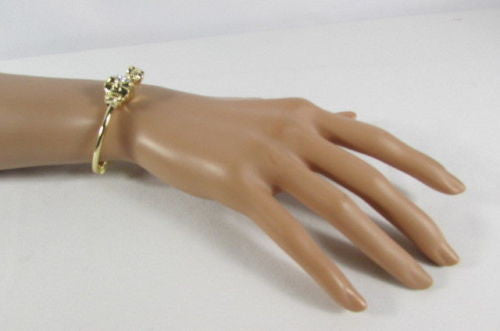 Gold Cuff Bracelet  2 Skulls Head Rhinestone Halloween Fashion New Women Jewelry Accessories - alwaystyle4you - 7