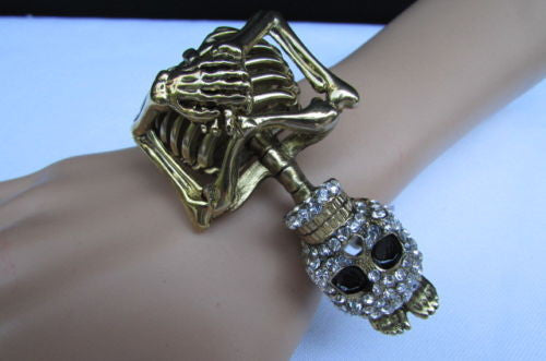 Gold Skeleton Cuff Bracelet Body Bones Halloween Style Fashion Jewelry New Women Accessories - alwaystyle4you - 13