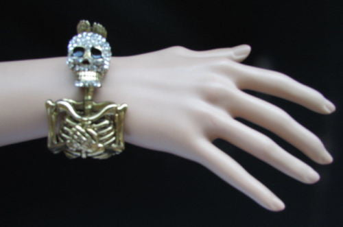 Gold Skeleton Cuff Bracelet Body Bones Halloween Style Fashion Jewelry New Women Accessories - alwaystyle4you - 4