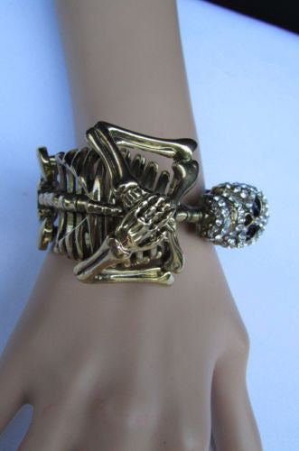 Gold Skeleton Cuff Bracelet Body Bones Halloween Style Fashion Jewelry New Women Accessories - alwaystyle4you - 6