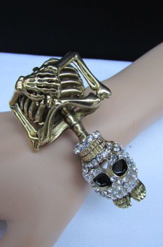 Gold Skeleton Cuff Bracelet Body Bones Halloween Style Fashion Jewelry New Women Accessories - alwaystyle4you - 11
