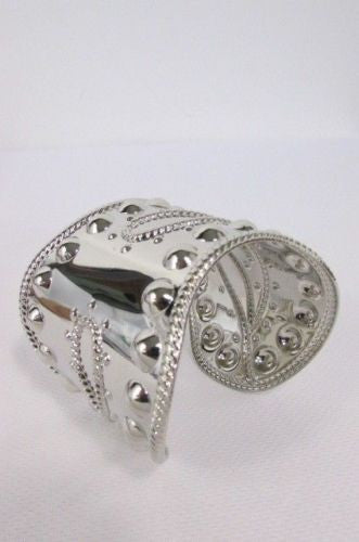 Silver Studs Cuff Wave Metal Bangle Wristband Bracelet Fashion New Women Jewelry Accessories - alwaystyle4you - 7