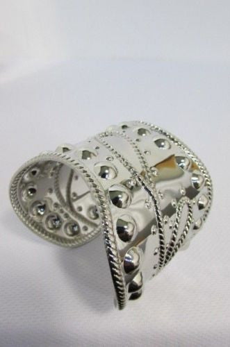 Silver Studs Cuff Wave Metal Bangle Wristband Bracelet Fashion New Women Jewelry Accessories - alwaystyle4you - 9
