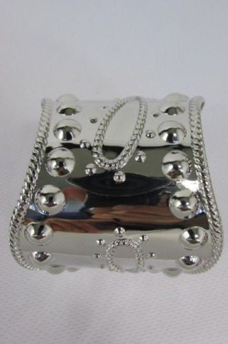 Silver Studs Cuff Wave Metal Bangle Wristband Bracelet Fashion New Women Jewelry Accessories - alwaystyle4you - 12