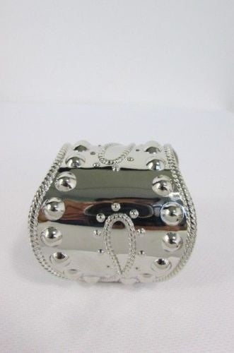 Silver Studs Cuff Wave Metal Bangle Wristband Bracelet Fashion New Women Jewelry Accessories - alwaystyle4you - 6