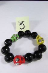 Black Beads Adjustable Bracelet Elastic Yellow Orange Red Green Skulls Halloween Jewelry New Women Fashion Accessories - alwaystyle4you - 3