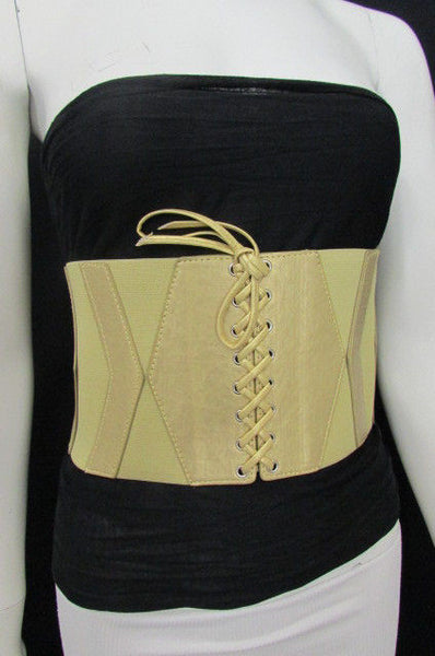 Dark Brown / Black / Brown / Gold Faux Leather Elastic Back Wide Corset Hip High Waist Belt Women Fashion Hot Accessories S M - alwaystyle4you - 27