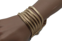Gold Metal Bracelet Wide Mesh Chain 5 Strand Wide Wrist New Women Fashion Jewelry Fun Accessories - alwaystyle4you - 3