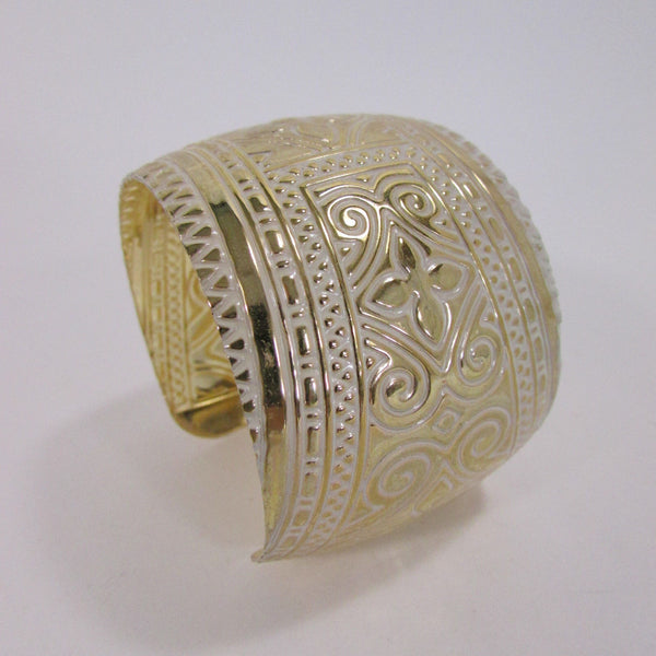 Gold Metal Hand Bracelet Cuff Wide Black White Pink Blue Color Flowers New Women Trendy Moroccan Style Jewelry Accessories - alwaystyle4you - 12