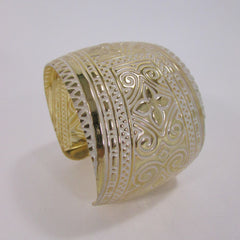 Gold Metal Hand Bracelet Cuff Wide Black White Pink Blue Color Flowers New Women Trendy Moroccan Style Jewelry Accessories - alwaystyle4you - 12