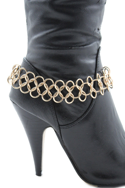 Gold / Silver Metal Boot Bracelet Chain Link Wide Bling Anklet Shoe Charm New Women Western Style - alwaystyle4you - 14