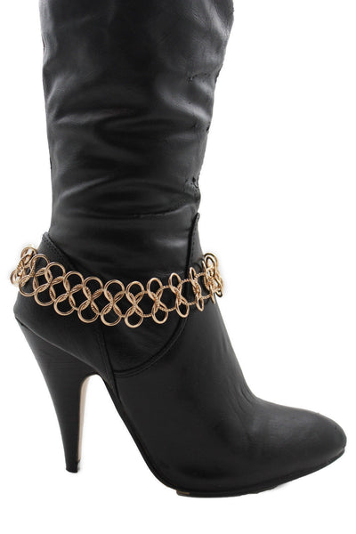 Gold / Silver Metal Boot Bracelet Chain Link Wide Bling Anklet Shoe Charm New Women Western Style - alwaystyle4you - 15