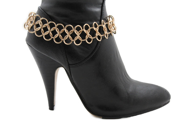 Gold / Silver Metal Boot Bracelet Chain Link Wide Bling Anklet Shoe Charm New Women Western Style - alwaystyle4you - 16