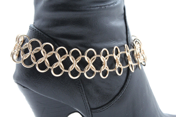 Gold / Silver Metal Boot Bracelet Chain Link Wide Bling Anklet Shoe Charm New Women Western Style - alwaystyle4you - 17