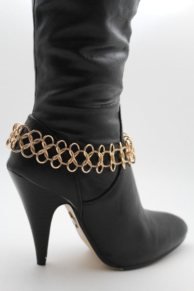 Gold / Silver Metal Boot Bracelet Chain Link Wide Bling Anklet Shoe Charm New Women Western Style - alwaystyle4you - 19