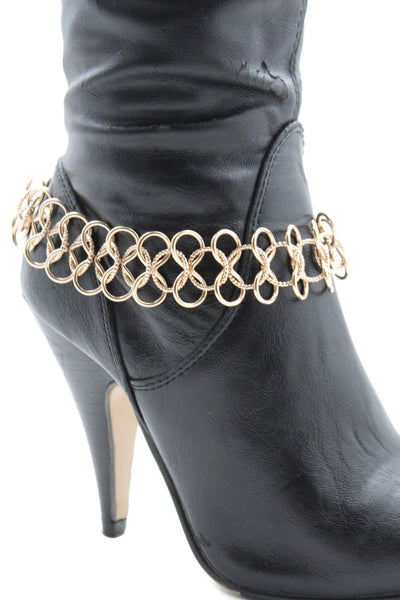 Gold / Silver Metal Boot Bracelet Chain Link Wide Bling Anklet Shoe Charm New Women Western Style - alwaystyle4you - 21