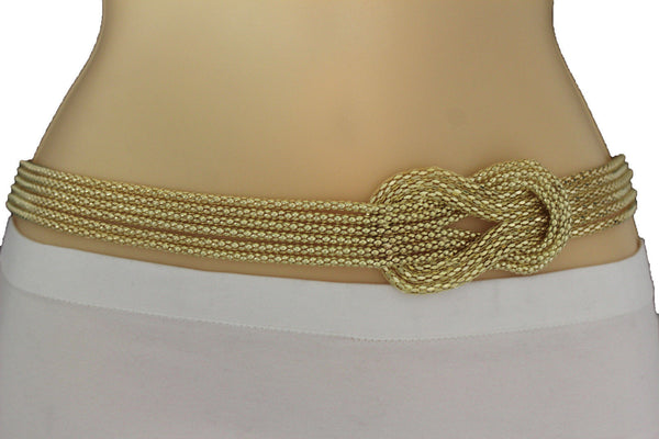 Gold / Silver Mesh Braided Metal Hip High Waist Belt New Women Fashion Accessories Plus Size M L XL - alwaystyle4you - 12