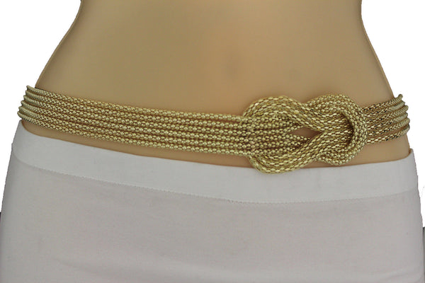 Gold / Silver Mesh Braided Metal Hip High Waist Belt New Women Fashion Accessories Plus Size M L XL - alwaystyle4you - 17