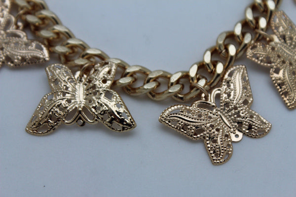 Gold Metal Chain Bracelet Multi Butterfly Charm Wrist Trendy New Women Fashion Jewelry Accessories - alwaystyle4you - 11
