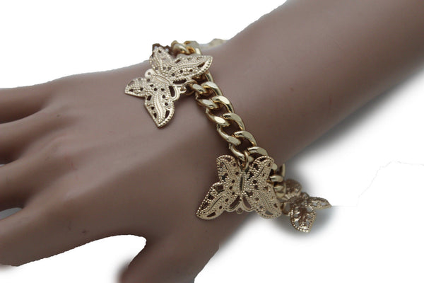 Gold Metal Chain Bracelet Multi Butterfly Charm Wrist Trendy New Women Fashion Jewelry Accessories - alwaystyle4you - 12