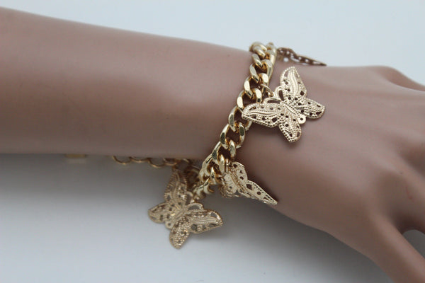 Gold Metal Chain Bracelet Multi Butterfly Charm Wrist Trendy New Women Fashion Jewelry Accessories - alwaystyle4you - 5