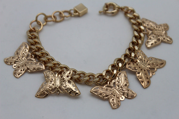 Gold Metal Chain Bracelet Multi Butterfly Charm Wrist Trendy New Women Fashion Jewelry Accessories - alwaystyle4you - 6