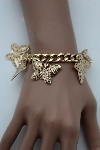 Gold Metal Chain Bracelet Multi Butterfly Charm Wrist Trendy New Women Fashion Jewelry Accessories - alwaystyle4you - 1