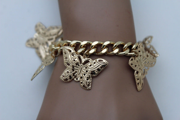 Gold Metal Chain Bracelet Multi Butterfly Charm Wrist Trendy New Women Fashion Jewelry Accessories - alwaystyle4you - 7