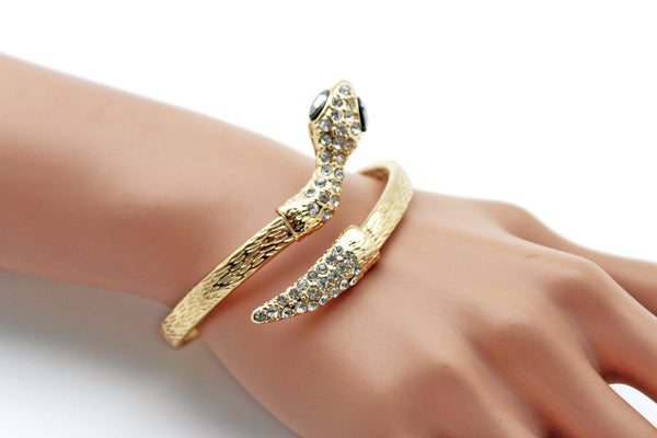 Gold / Silver Metal Narrow Cuff Bracelet Wrap Around Snake Bangle New Women Fashion Jewelry Accessories - alwaystyle4you - 23