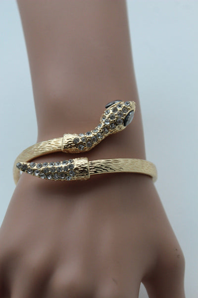 Gold / Silver Metal Narrow Cuff Bracelet Wrap Around Snake Bangle New Women Fashion Jewelry Accessories - alwaystyle4you - 17