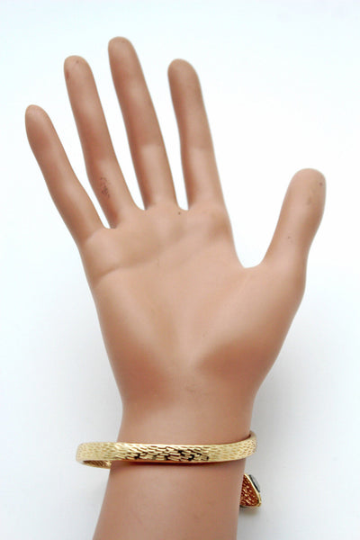Gold / Silver Metal Narrow Cuff Bracelet Wrap Around Snake Bangle New Women Fashion Jewelry Accessories - alwaystyle4you - 19