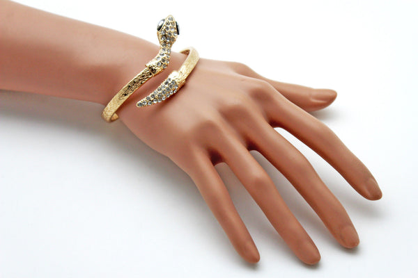 Gold / Silver Metal Narrow Cuff Bracelet Wrap Around Snake Bangle New Women Fashion Jewelry Accessories - alwaystyle4you - 20