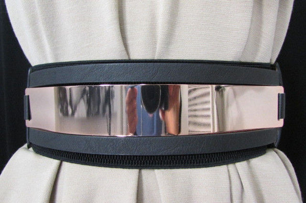 Gold Black / Gold / Silver Full Metal Gold Plate Wide Waist Chic Belt Fashion New Women Accessories Regular & Plul Size - alwaystyle4you - 27