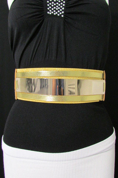 Gold Black / Gold / Silver Full Metal Gold Plate Wide Waist Chic Belt Fashion New Women Accessories Regular & Plul Size - alwaystyle4you - 31