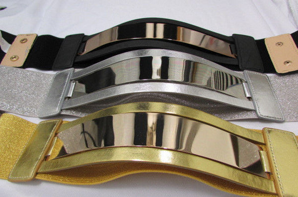 Gold Black / Gold / Silver Full Metal Gold Plate Wide Waist Chic Belt Fashion New Women Accessories Regular & Plul Size - alwaystyle4you - 36