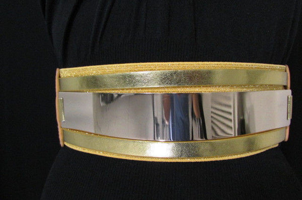 Gold Black / Gold / Silver Full Metal Gold Plate Wide Waist Chic Belt Fashion New Women Accessories Regular & Plul Size - alwaystyle4you - 40