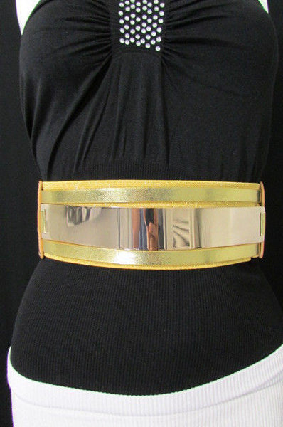 Gold Black / Gold / Silver Full Metal Gold Plate Wide Waist Chic Belt Fashion New Women Accessories Regular & Plul Size - alwaystyle4you - 42