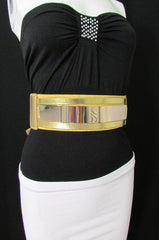 Gold Black / Gold / Silver Full Metal Gold Plate Wide Waist Chic Belt Fashion Women Accessories Regular & Plul Size - alwaystyle4you - 1